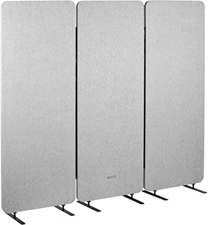 VIVO Freestanding 72 x 66 inch Privacy Panel, Sound Absorbing Cubicle Divider, Acoustic Wall Partition, x3 24 inch Panels, Gray (PP-3-T072G)