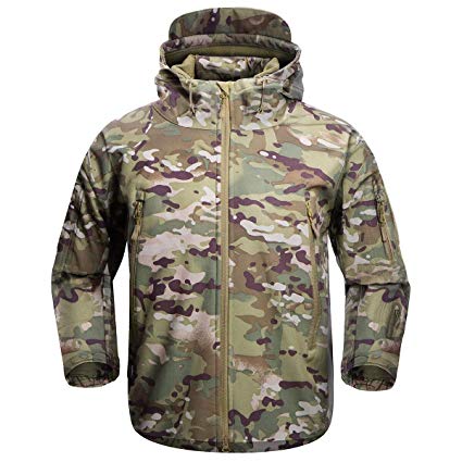 FREE SOLDIER Men's Outdoor Waterproof Soft Shell Hooded Military Tactical Jacket