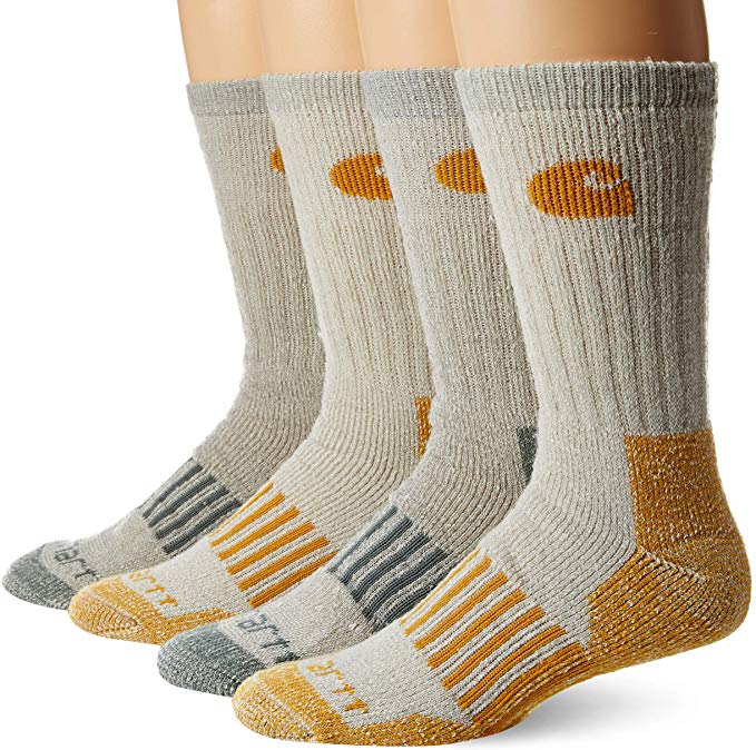 Carhartt Men's 4 Pack Thermal Wool Blend Boot Sock