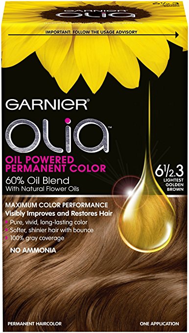 Garnier Olia Oil Powered Permanent Hair Color, 6 1/2.3 Lightest Golden Brown (Packaging May Vary)