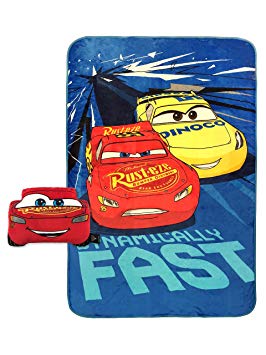 Disney Cars Built For Speed Lightning McQueen Plush Nogginz Pillow and 62" x 90" Blanket - 2-Piece Set