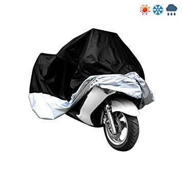 XL/XXL/XXXL Motorcycle Waterproof Outdoor Motorbike Water Resistant Dust proof UV Protective Breathable Cover Outdoor Protector Sliver/Blue/Red/Green/Black   Carry Bag UK Stock (XXXL Black/Sliver)