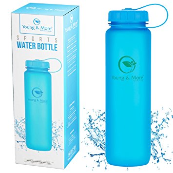 Best Sports Water Bottle (32 oz) - Wide Mouth Drink Travel Tumbler w/ Loop-top Design by Young & More - Leak proof & Heavy Duty - Non Toxic BPA Free Eco-Friendly Tritan Plastic - Fantastic Gift Option