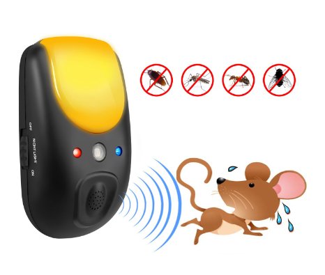 Joyriver Electromagnetic and Ultrasonic Pest Repellent Plug in Pest Repeller Against Rodents, Insects - Warm LED Night Light with Dusk to Dawn Sensor (1)