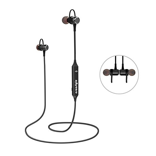 Bluetooth Headphones, Esonstyle Magnetic Stereo Wireless Earphone Noise Cancelling Headsets Running / Exercise / Sports Earbuds with Mic for iPhone 8 8S X 7 Samsung Android phones and more (Black)