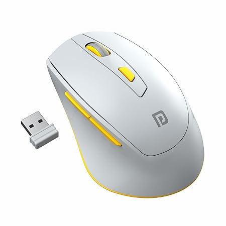 Portronics Toad 32 Wireless Mouse with 6 Buttons, 2.4 GHz Connectivity, 10m Working Range, Ergonomic Design, Adjustable Optical DPI, Auto Power Saving, for Laptop & PC(Grey)