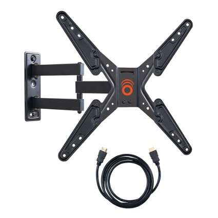 ECHOGEAR Full Motion Articulating TV Wall Mount Bracket for most 26-50 inch LED, LCD, OLED and Plasma Flat Screen TVs w/ VESA patterns up to 400 x 400 - 20" Ext Arm - Includes 6' HDMI Cable - EGMF1-BK
