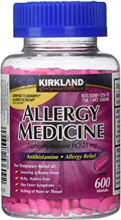 Kirkland Signature Allergy Medicine Diphenhydramine HCI 25 mg - 600 Minitabs