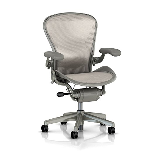 Herman Miller Classic Aeron Task Chair: Tilt Limiter w/Seat Angle Adj - Lumbar Pad - Fully Adj Vinyl Arms - Standard Carpet Casters