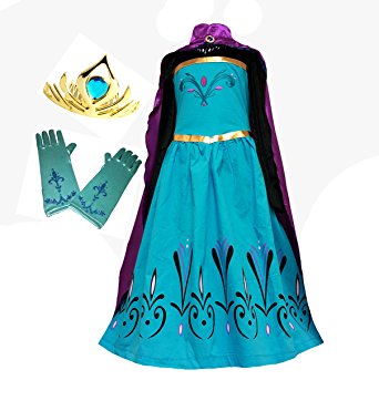 American vogue Elsa Coronation Dress Costume   Cape   Gloves   Tiara Crown
