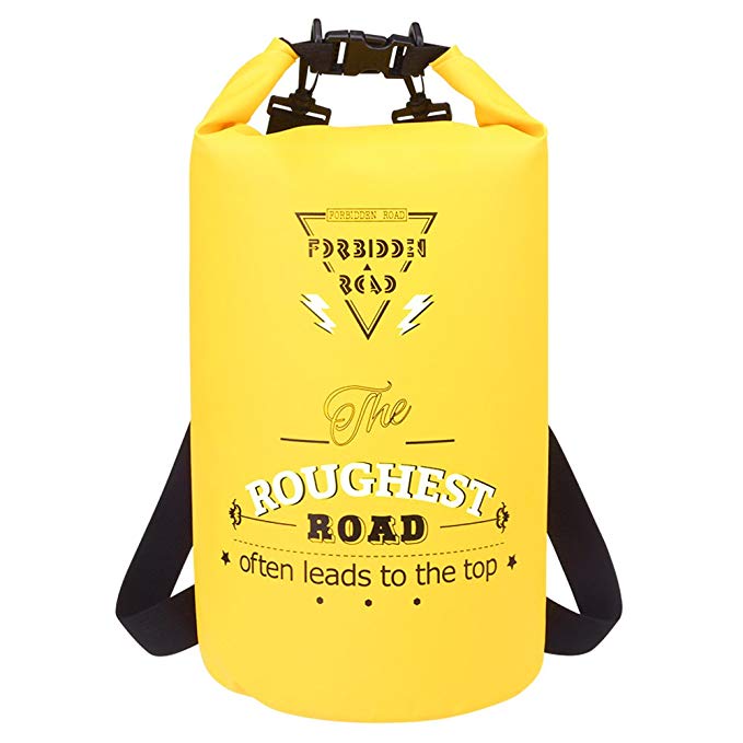 Forbidden Road Waterproof Dry Bag 2L / 5L / 10L / 15L / 20L Sack Bag (8 Colors) Long Adjustable Shoulder Straps Included - Roll Top Dry Compression Sack for Kayaking Boating Camping