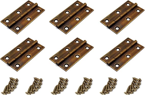 Door Hinges,6-Pack,Susenya Butt Hinges 2 Inches Antique Brass with Mounting Screws