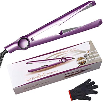 Hair Straighteners Aibeau 2 in 1 Hair Straightener and Curling Iron, Flat Iron Ceramic Tourmaline Adjustable Temperature 160℃-230℃ and Safety Lock (Purple)