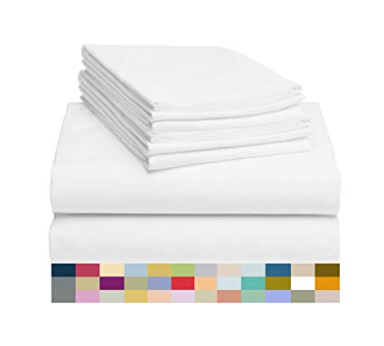 LuxClub 4 PC Microfiber and Bamboo Sheet Set: Bamboo Bedding Sheets with Microfiber - Softer and More Breathable Than Cotton - Antibacterial and Hypoallergenic - Machine Washable, Whiter, Full