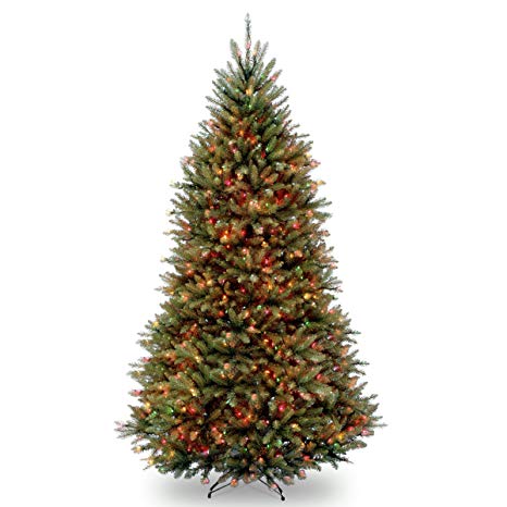 National Tree 9 Foot Dunhill Fir Tree with 900 Multicolor Lights, Hinged (DUH-90RLO)