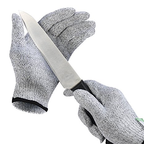 Cut Resistant Gloves, Koolife Kitchen Working Kevlar Gloves for Oyster, Cutting, Slicing - Level 5 Protection, EN388 Certified, Food Grade (Large)