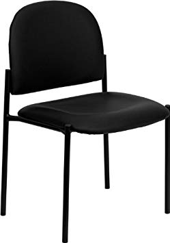 Flash Furniture Comfort Black Vinyl Stackable Steel Side Reception Chair