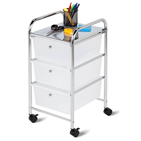 Honey-Can-Do CRT-02215 Rolling Cart with 3 Drawers, Steel/Chrome
