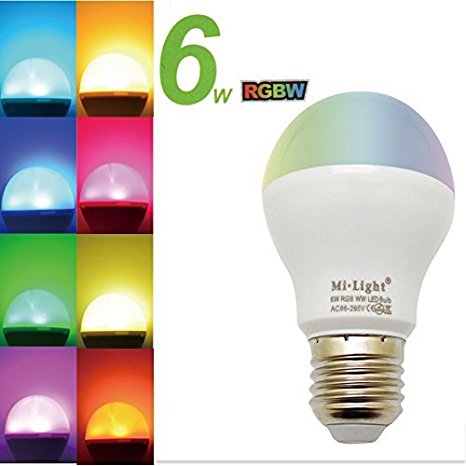 LIGHTEU, Mi Light E26,6W WiFi LED Lamp RGB Color original Warm White Dimmable with Remote Control Color Changing Light Bulb