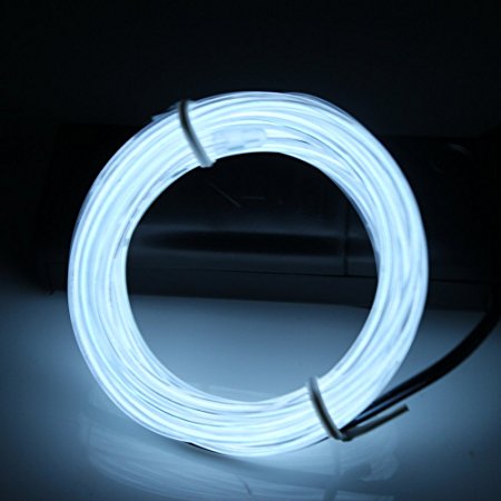 Lerway 3M/ 9.84FT Rope Neon Flexible Light Strip EL Wire Cable DIY Multicolor Cosplay Party Decoration (white)