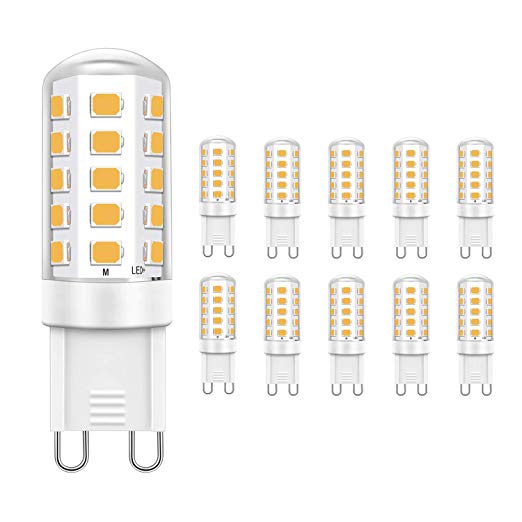 Jpodream® G9 LED Bulbs 10 Pack, 5W 32 * 2835 SMD Energy Saving Bulbs, 400LM, Equivalent 40W Halogen Bulbs, Warm White 2700K, AC220-240V - No Flicker & No Strobe