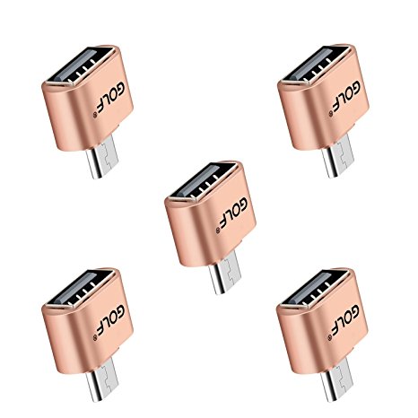 Micro USB Adapter, Joyshare Micro USB to USB OTG Adapter - Micro USB Male OTG to USB Female Adapter – Gold – Pack of 5