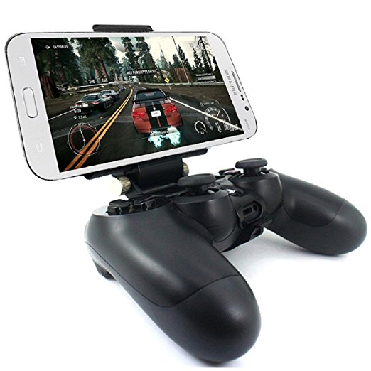 Megadream [2Nd Generation] Ps4 Controller Phone Clip Holder For Sony Playstation 4 PS4 Pro Slim, 180 Degree Adjustable Mount Stand Android Samsung Galaxy S8 S8  S7 Edge S7 S6 Note 8 6 Maximum 7.9Inch
