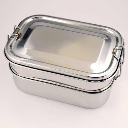 Eco Friendly Stainless Steel Lunch Box - Three Layer Bento Set with Tray - Metal Food Container Perfect For Adults and Kids