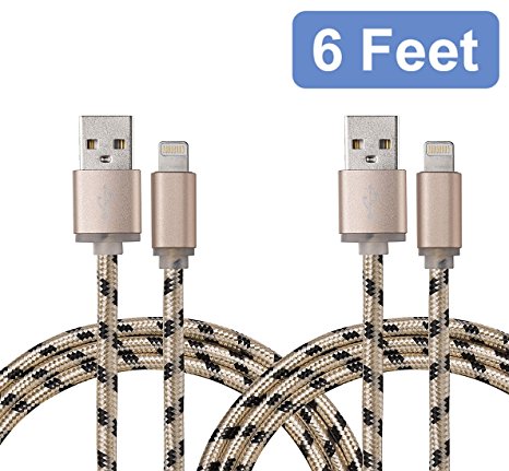 Eaglewood 2-Pack Certified Nylon Braided Lightning to USB Cable - 6 Feet / 2 Meter