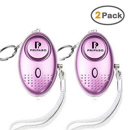Personal Security Alarm, 130Db Pripaso Emergency Personal Alarm Keychain for Women, Dog Walkers, Superior, Explorer Self Defense Electronic Device Bag Decoration (2pack, Purple)