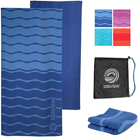 Seaview 180 Sand Free Extra-Large 75x35 Akumal Beach Towel - Microfiber Beach Towel Made of 75% Recycled Material - Super Absorbent Quick Dry Towel for Beach, Travel, Yoga & Camping