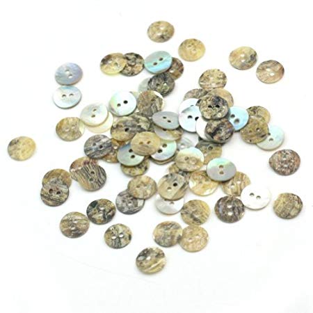 100 Assorted Mother of Pearl Shell Buttons Round 10mm