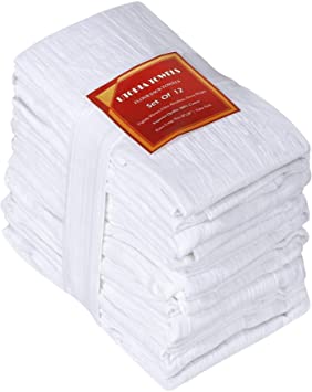 Utopia Kitchen Flour Sack Dish Towels, 12 Pack Cotton Kitchen Towels - 28 x 28 Inches