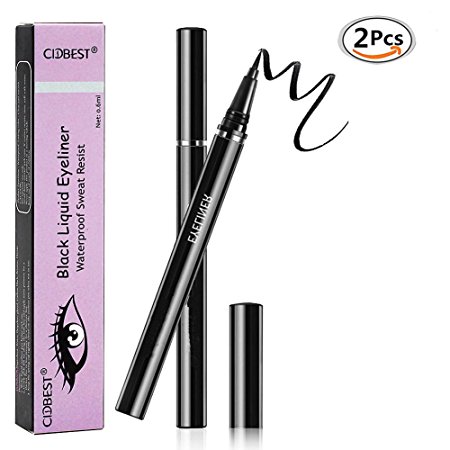 Eyeliner, Black Liquid Eyeliner, Eye Liner Gel, Waterproof Eyeliner,2Pcs Long Lasting Waterproof Sweat Resist Liquid Eyeliner, High Sealing Liquid Charming Eyeliner Pen