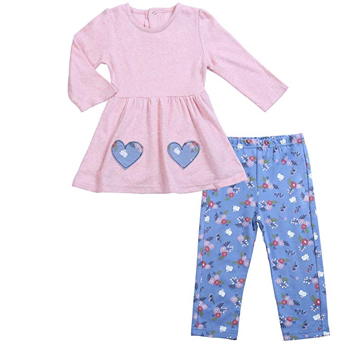 Asher & Olivia Baby Outfits for Girls Long-Sleeve Shirt Leggings Set Ruffle Top