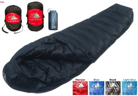 Ultralight Mummy Down Sleeping Bag - 15 Degree 4 Season, Lightweight Design for Backpacking, Thru Hiking, and Camping - Under 2 lbs 14 oz w/ Compression Sack (Light Blue, Regular)