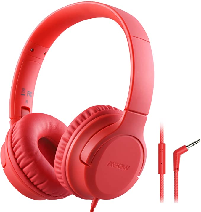 Mpow CHE2S Kids Headphones with Microphone, Over-Ear Boys Girls Headphones for Teenagers with Adjustable Headband, Collapsible Design, Wide Compatibility for iPad, Fire Tablet, Phone, Chrome-Book