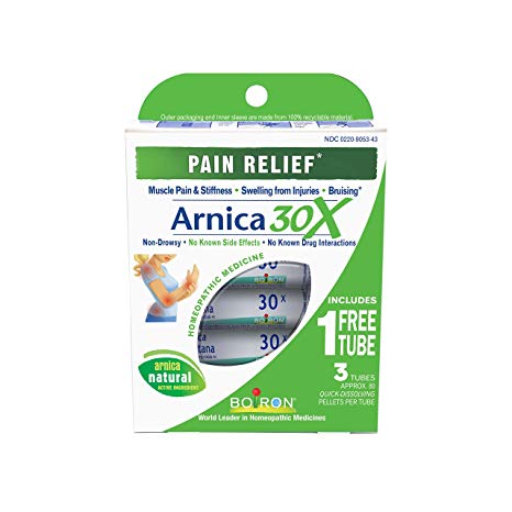 Boiron Arnica Montana 30X Pain Relief medicine,3 Count. Homeopathic,Quick-dissolving, for Neck Pain, Back Pain, Shoulder Pain, Leg and Foot Pain, Muscle Pain, Joint Pain Relief, Arthritis and Bruising