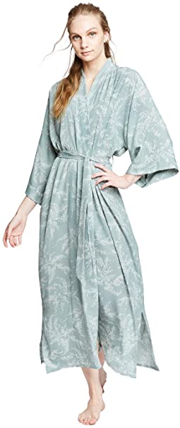 KIM ONO Women's Crepe Kimono Robe Long - Floral