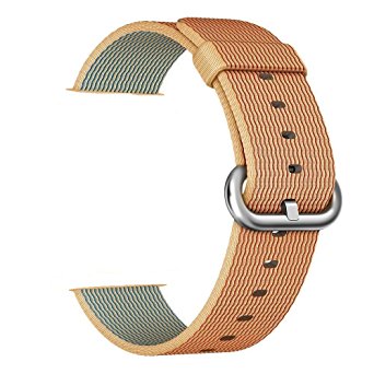 Smart Watch Band, Uitee Woven Nylon Band for Apple Watch 42mm Series 1 & 2, Uniquely and Artistically Designed Replacement Strap for iWatch, Best Comfortably Light With Fabric-Like Feel (Gold&Red)