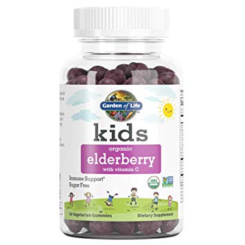 Garden of Life Kids Organic Elderberry with Vitamin C Gummies for Kids Immune Support, Sugar Free, Non-GMO Sambucas Elderberry Plus Vitamin C Gummy Vitamins for Children, 60 Vegetarian Gummies