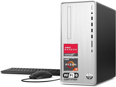 HP Pavilion Tower Desktop, AMD Ryzen 5 5600G, 32GB DDR4 RAM, 1TB PCIe SSD, SD Card Reader, VGA, HDMI, Wi-Fi 6, Wired KB & Mouse, Windows 11 Home