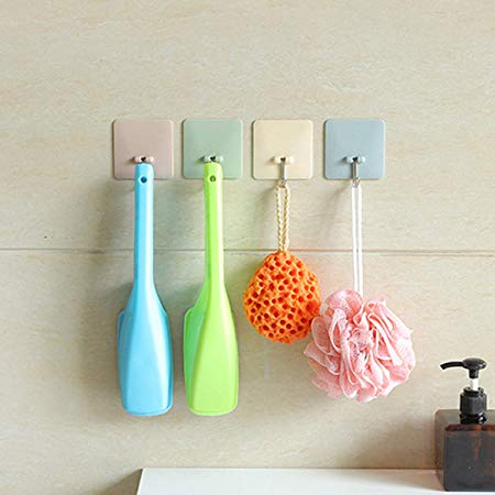 Kurtzy Wall Hooks Self Adhesive Sticker Hanger Reusable Waterproof for Door Clothes Kitchen Bedroom & Bathroom Set of 8 Assorted Colours