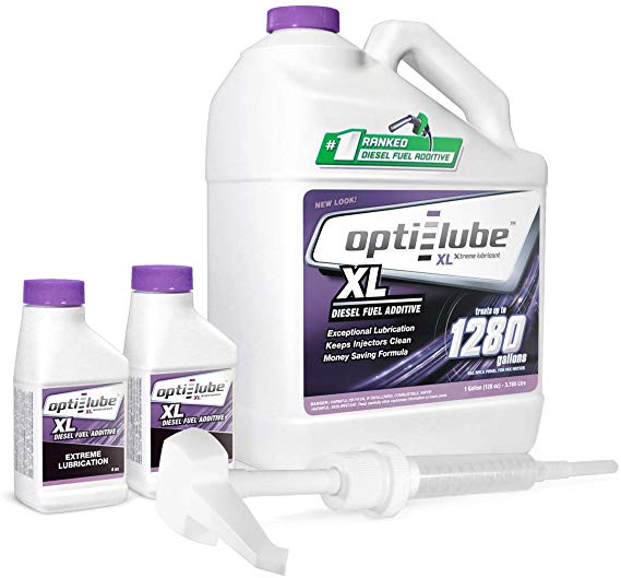 Opti-Lube XL Xtreme Lubricant Diesel Fuel Additive: 1 Gallon with Accessories (HDPE Plastic Hand Pump and 2 Empty 4oz Bottles) Treats up to 1,280 Gallons