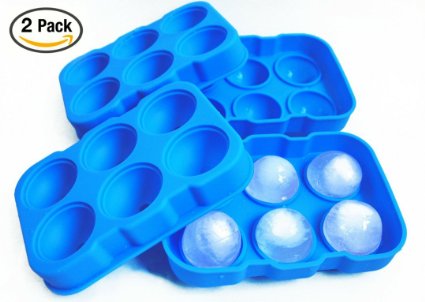 Silicone Ice Sphere Tray Set of 2, Makes 12 Ice Balls. Round Ice Ball Maker Mold 4.5cm Spheres Essential for Large Cocktails and Whiskey.