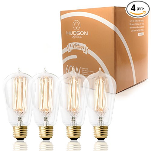 4 Pack - 60 watt Vintage Edison Bulb - Squirrel Cage Filament - 120 volts - Dimmable - 230 Lumens - E26 - ST58 Teardrop Top