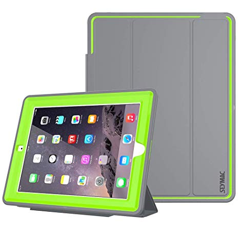 SEYMAC Stock iPad 2 Case/iPad 3 Case/iPad 4 Case (NOT for iPad 5th/6th Or Mini), Heavy Duty 3 Layer Drop Proof, AUTO Sleep Smart Cover Protective Magnetic PU Leather Stand for iPad 2/3/4 (Green/Gray)