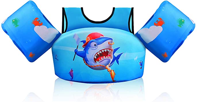 Chriffer Kids Swim Vest Life Jacket for 30-50 Pounds Boys and Girls, Toddler Floaties with Safety Shoulder Harness Arm Wings for 2,3,4,5,6,7 Years Old Baby Children