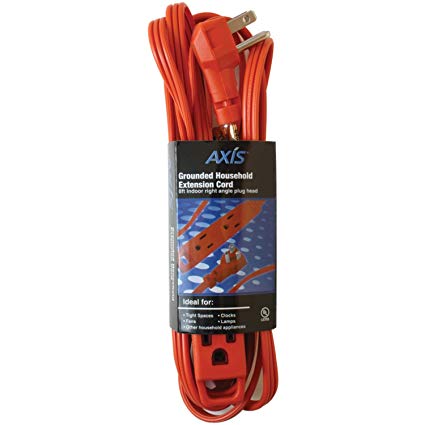 Axis 45516 3-Outlet Indoor Extension Cord, Orange, 8'