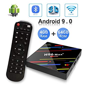 Android 9.0 TV Box , H96 Max Plus 4GB DDR3 64GB ROM RK3328 Quad-Core 64bit CPU, Support 2.4GHz/5GHz Dual WiFi 4K Ultra HD H.265 USB3.0 BT4.0 3D